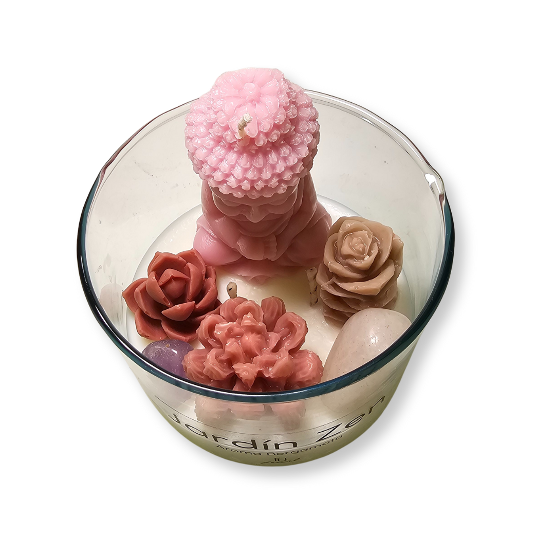 🧘‍♂️ Vela Jardín Zen Buda Rosa