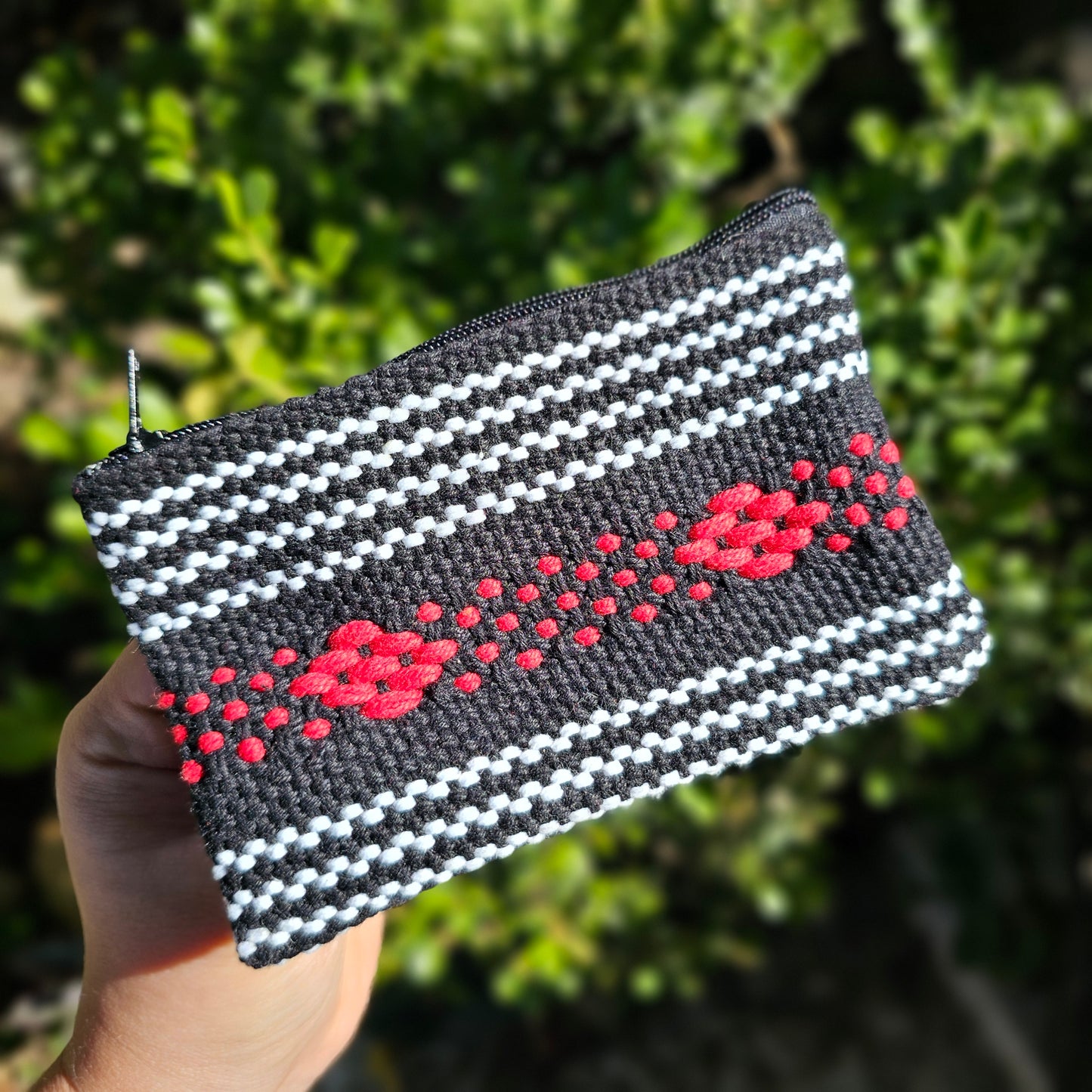 Monedero Artesanal De Oaxaca Negro- Rojo .Blanco