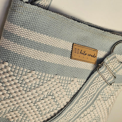 Cross Body Artesanal de Oaxaca Azul - Blanco